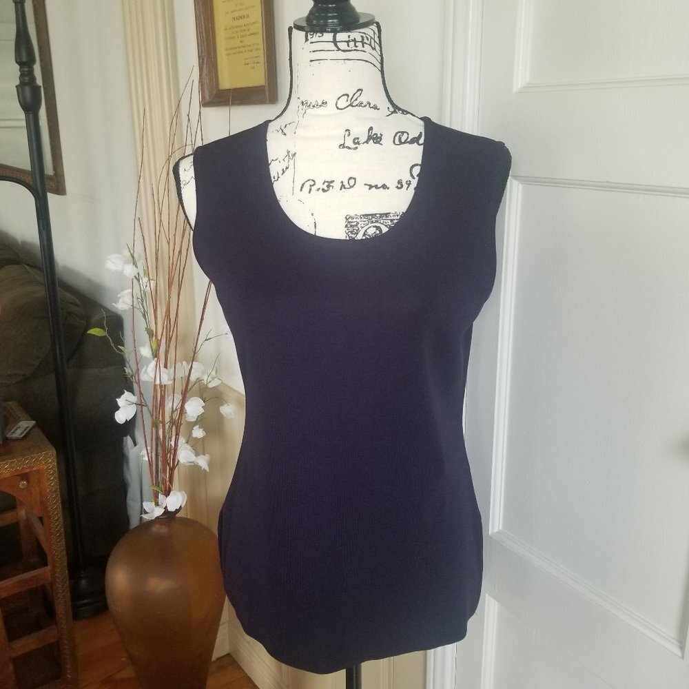 Misook Black Knit Classic Sleeveless Top Sz SX